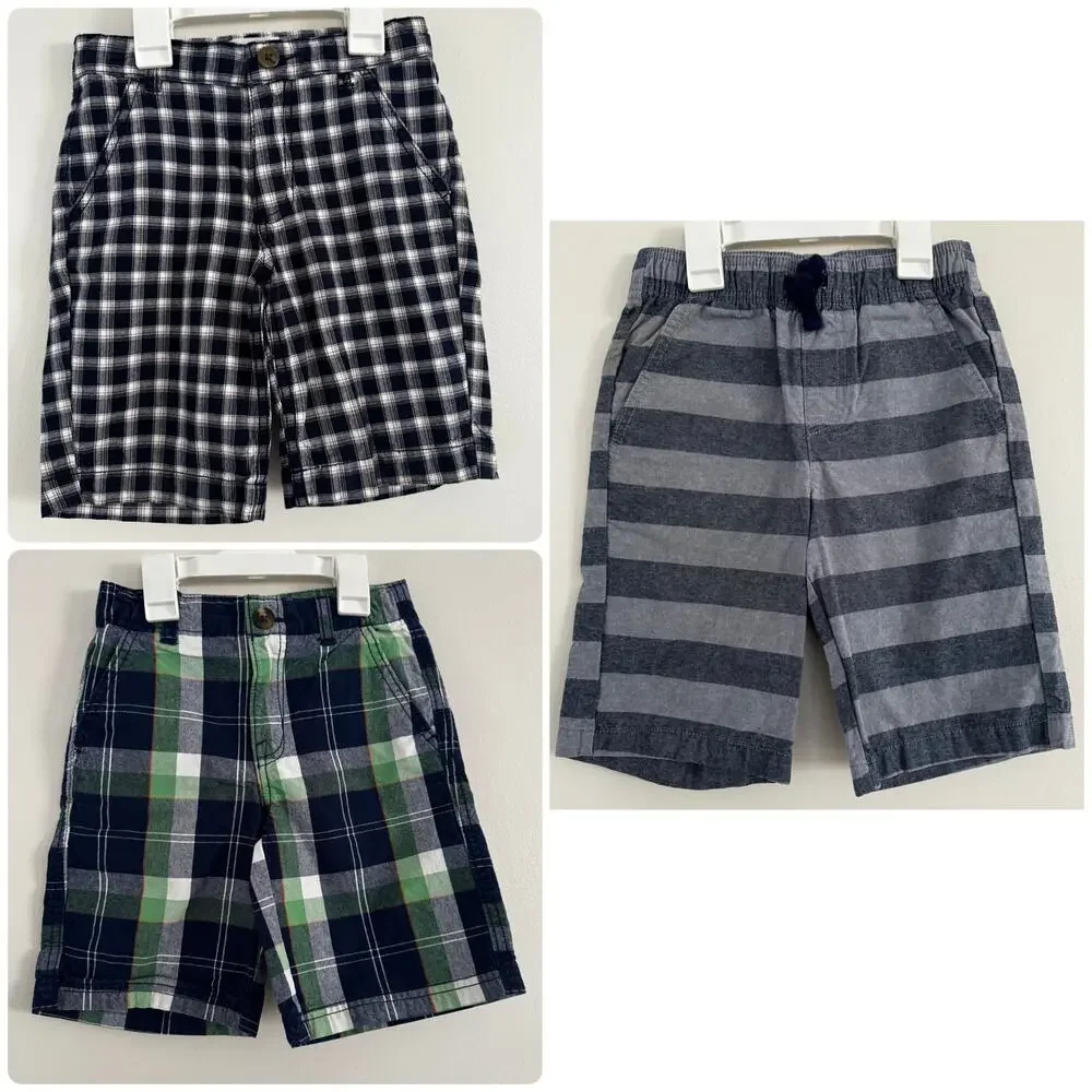 Plaid and Stripe Shorts Bundle:  Includes 3 Pair.